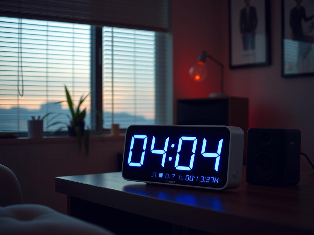 04:04 on the digital clock in the room 04 04 на годиннику значення