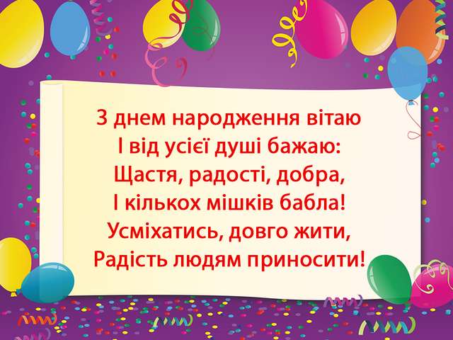 Привітання з Днем Народження Мужчині Українською