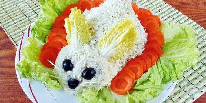 Прикраса салатів на Новий 2023 | новорічні на рік Кролика