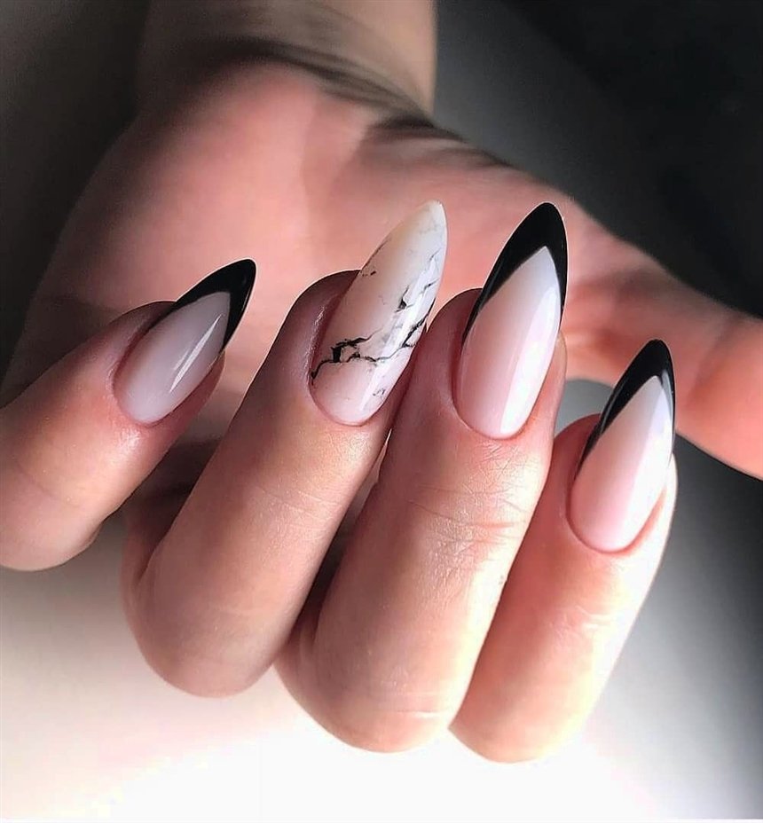 Мигдаль дизайн нігтів: красивий манікюр на довгі, короткі і гострі нігті.