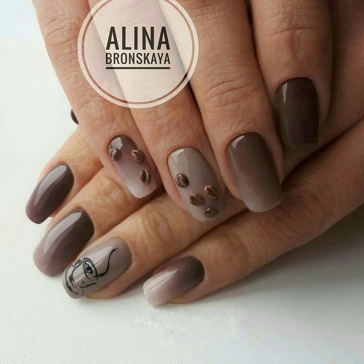 Манікюр у кавово-молочних тонах