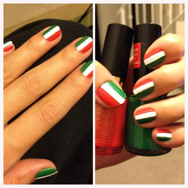 Манікюр кольору італійського прапора