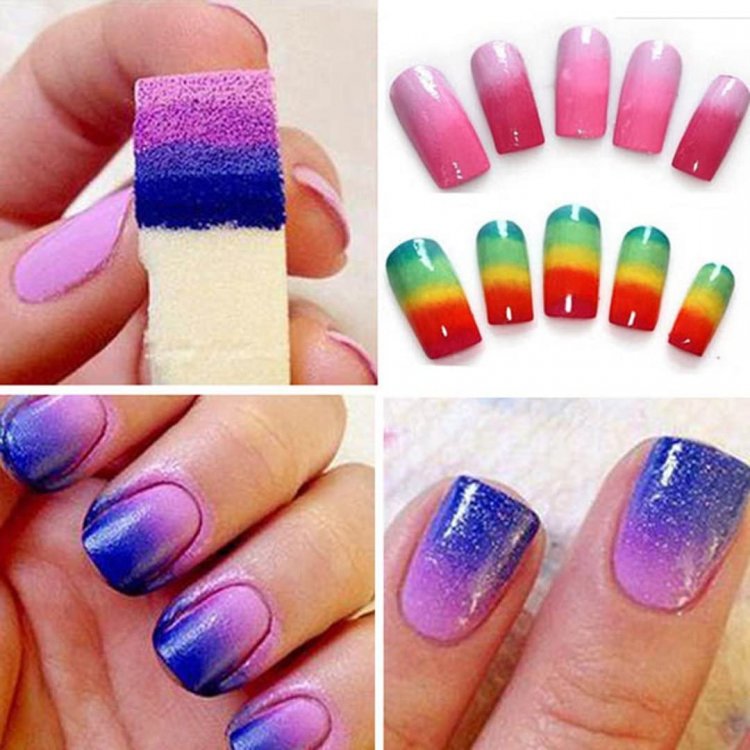 Манікюр за допомогою губки градієнт манікюр