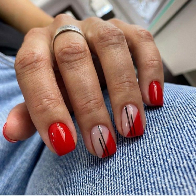 Красный маникюр на короткие ногти