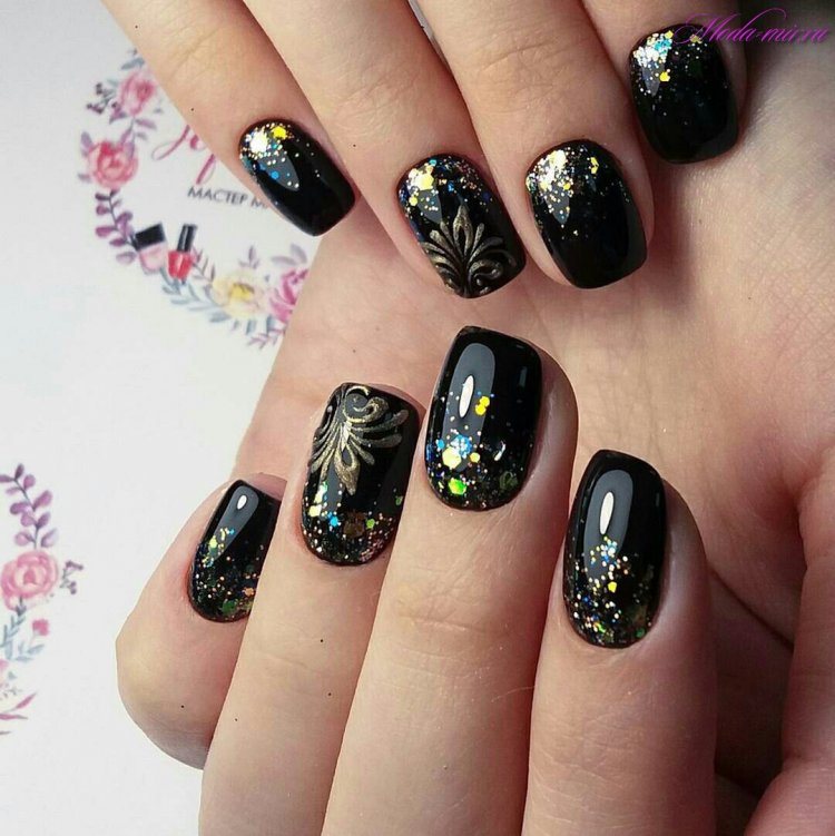 Темный маникюр на новый год - 61 фото