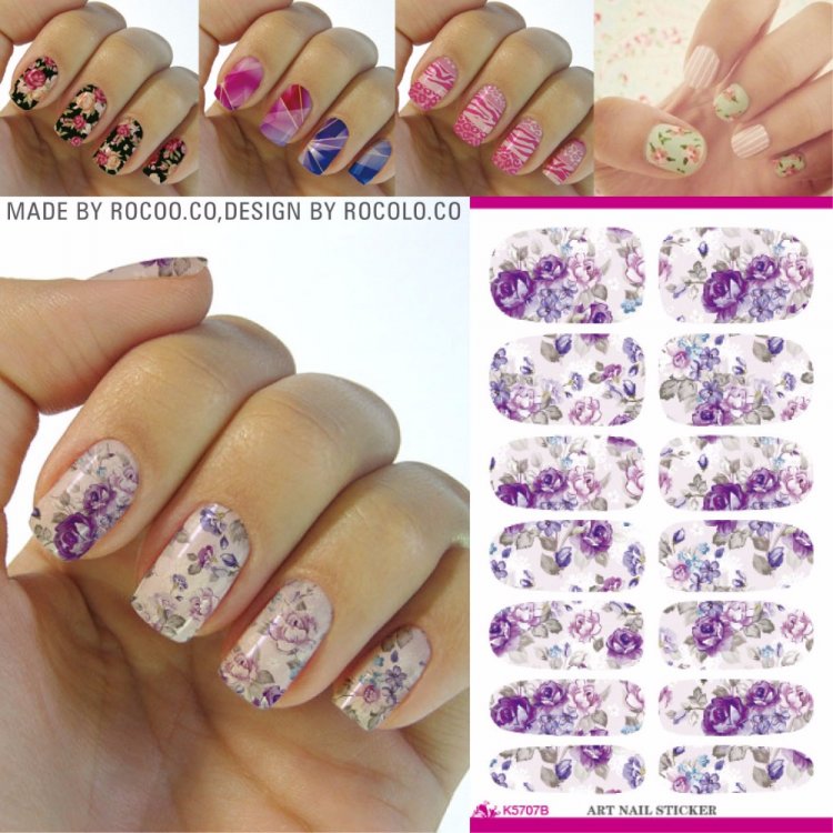 Прозрачные ногти с наклейками