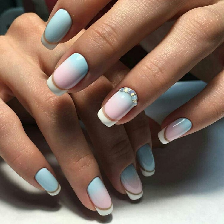 Френч розовый с голубым