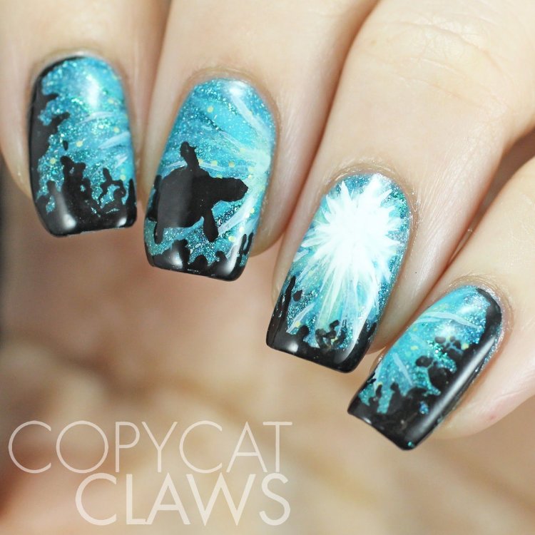 Маникюр с рисунком Черепашки