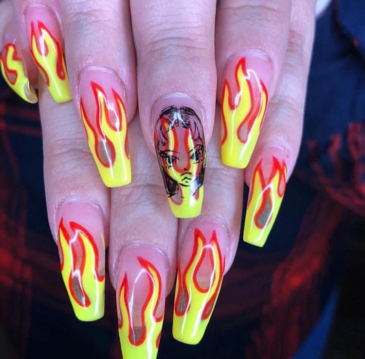 Маникюр языки пламени