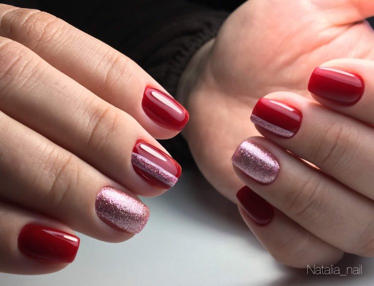 Красно малиновые ногти