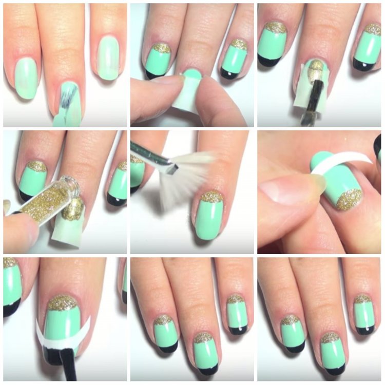 Простой и красивый маникюр мятный
