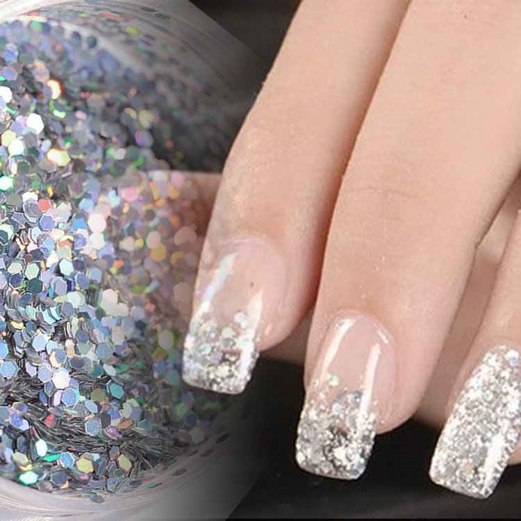 Прозрачные ногтис Блетсками