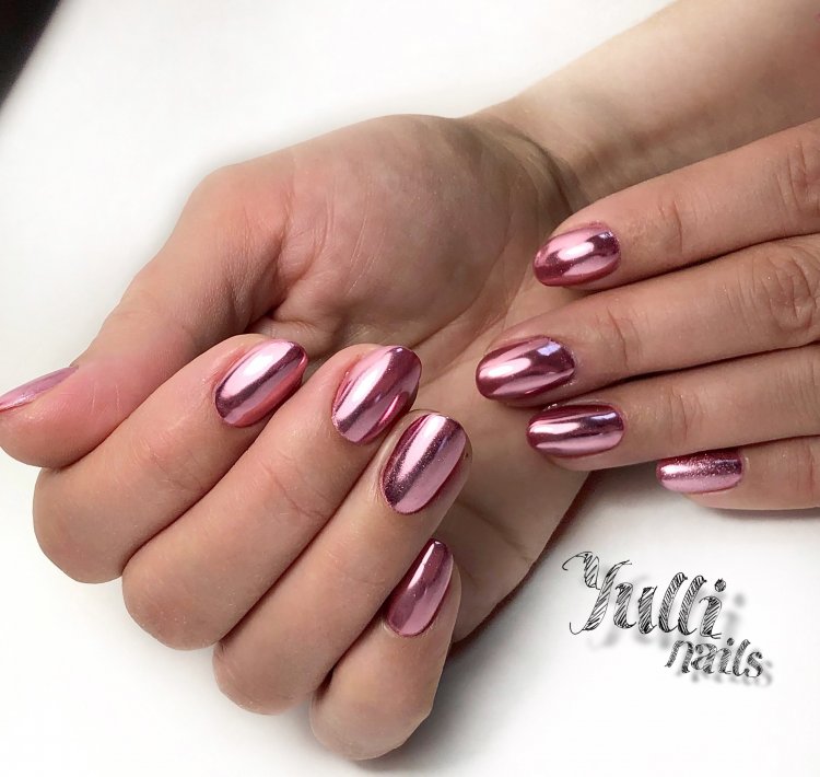 Ногти однотонные с втиркой