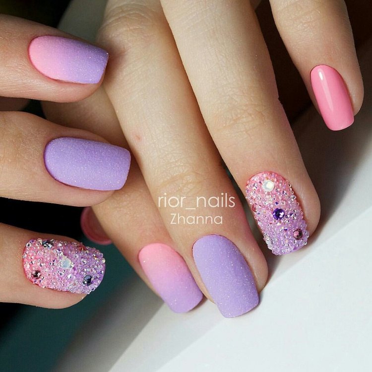 Лавандовый и розовый маникюр - 60 фото