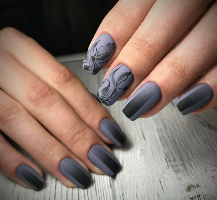 Серые осенние ногти