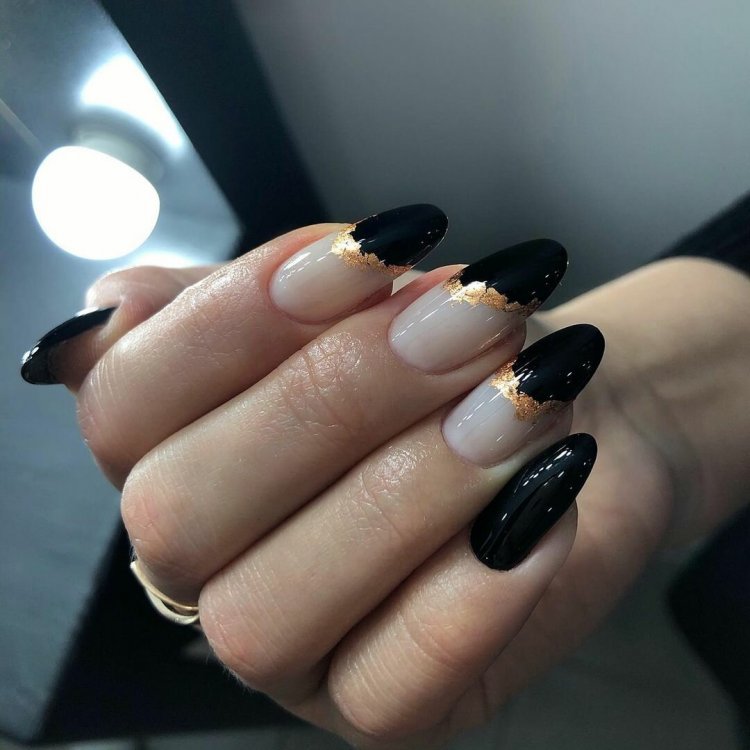 Черные ногти идеи имитация