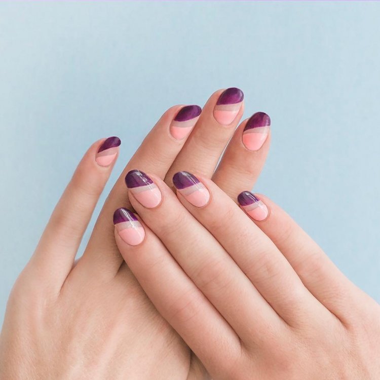 Ассиметричный френч на короткие ногти