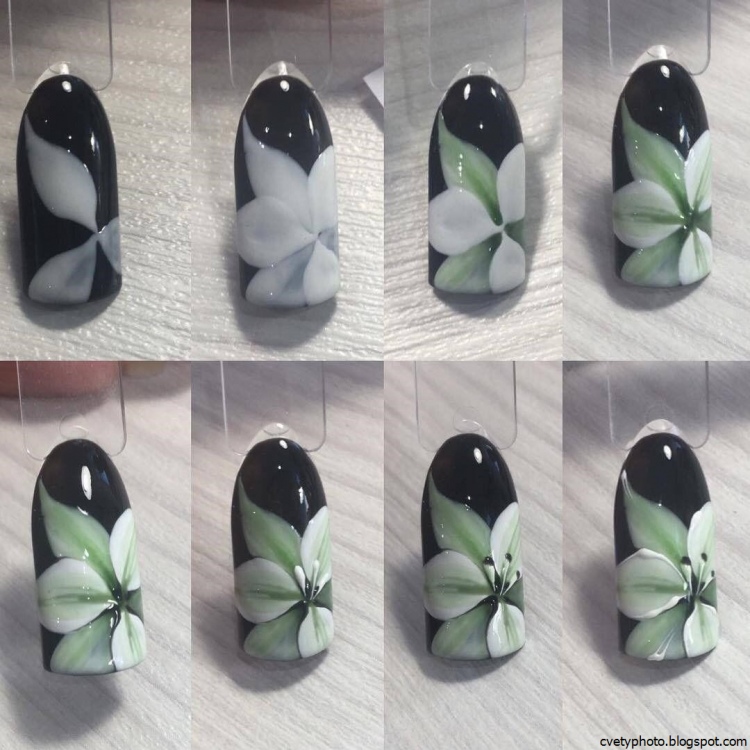 Маникюр цветы пошагово