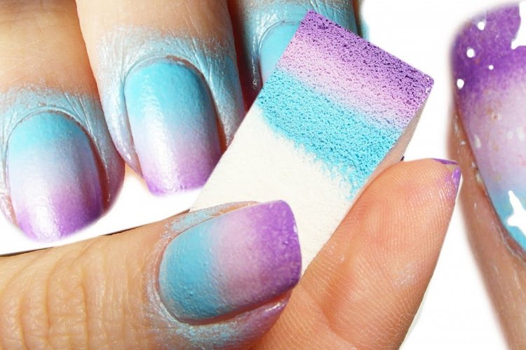 Френч омбре губкою на нігтях