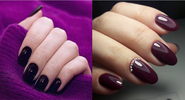 Бордові довгі нігті