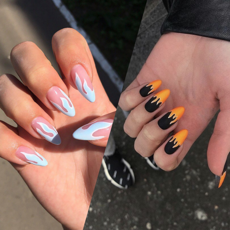Ногти модные 2020 с пламенем