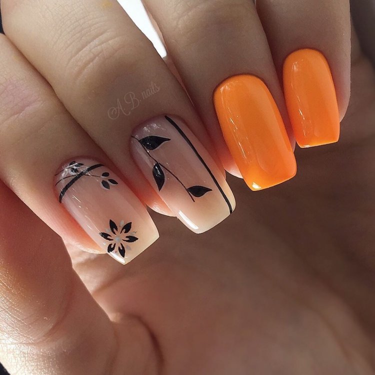 Осенний маникюр на квадратные ногти