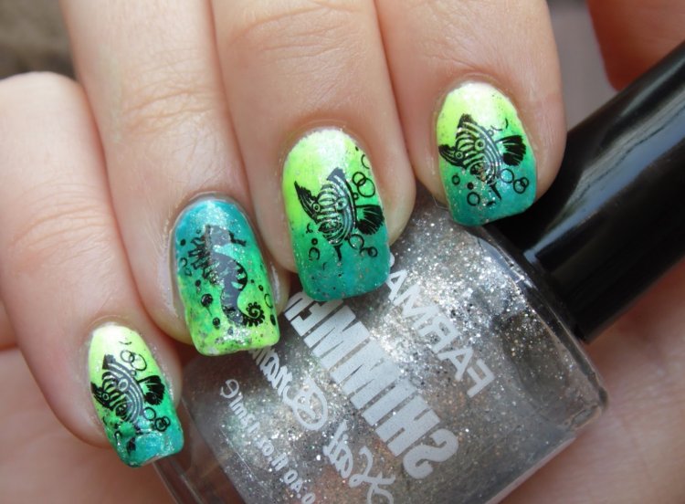 Маникюр на короткие ногти с черепахой