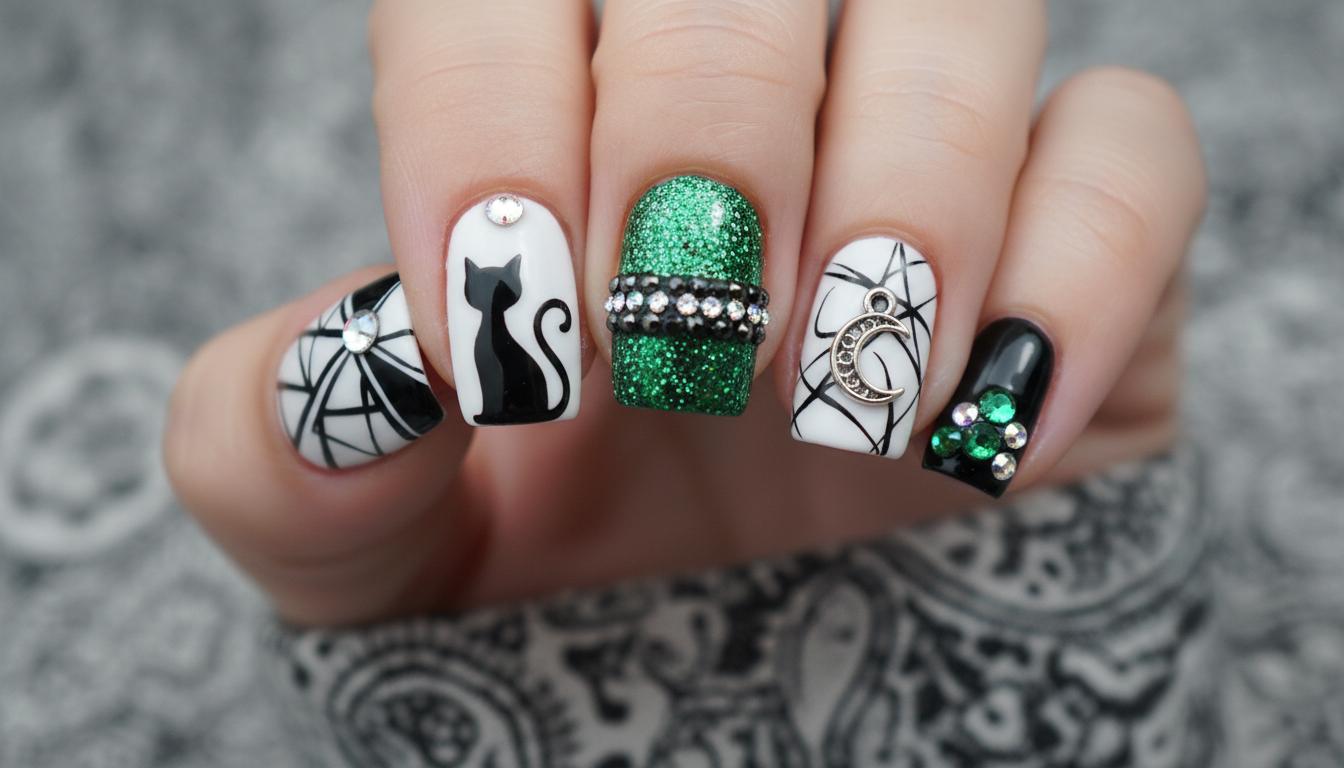 Розовый маникюр с котиком