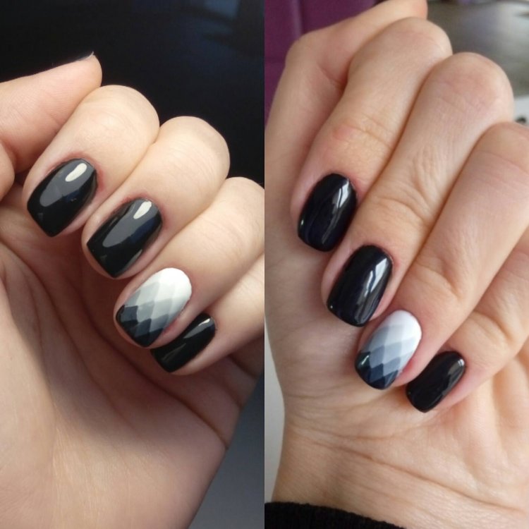 Черно белый маникюр градиентный