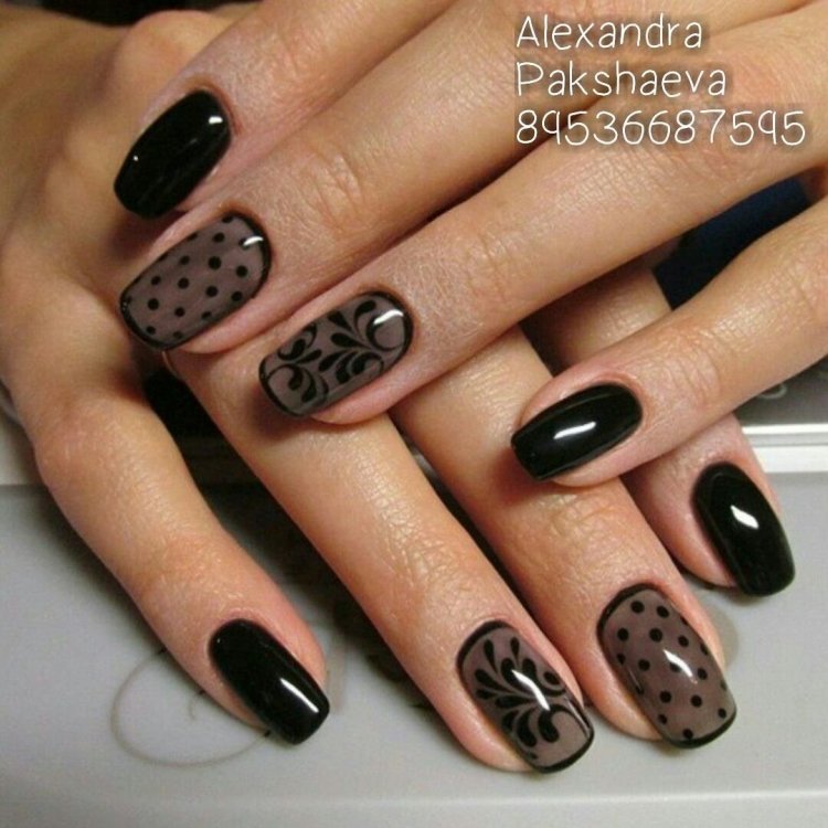 Маникюр черная вуаль