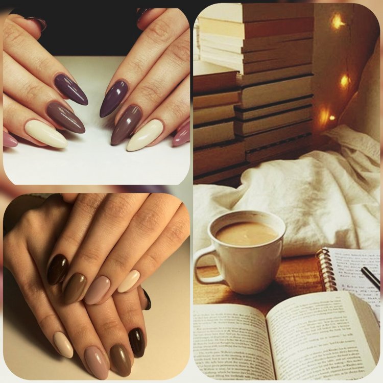 Маникюр в кофейных тонах от темного к светлому
