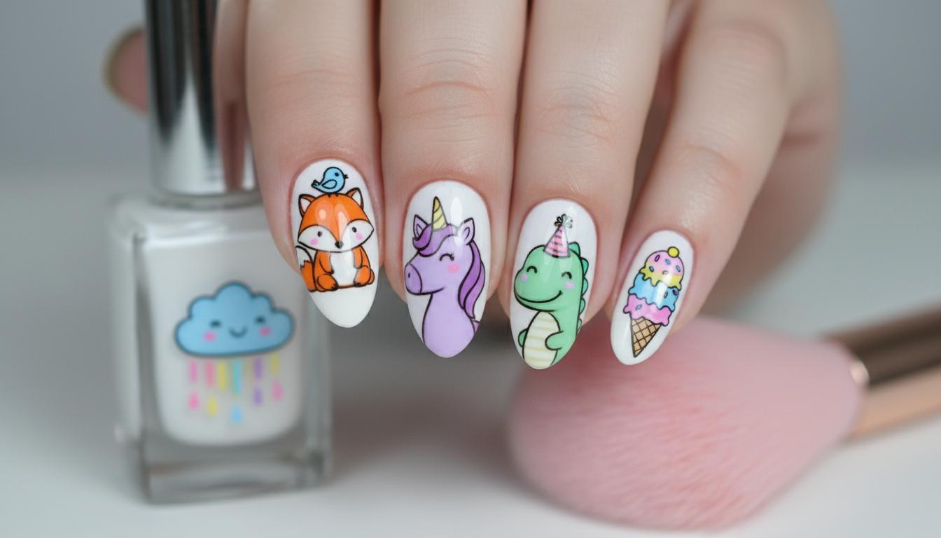 Лавандовая кошка маникюр