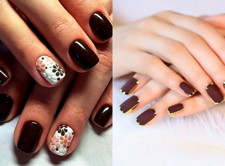 Красивый маникюр на короткие ногти осень зима