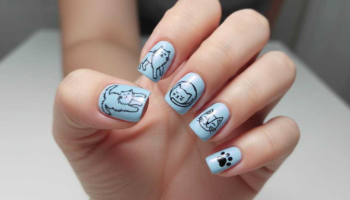 Кошечка на ногтях