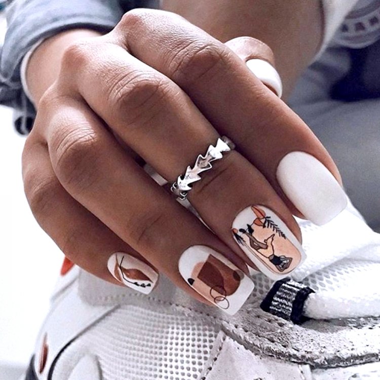 Белые ногти дизайн молодежные