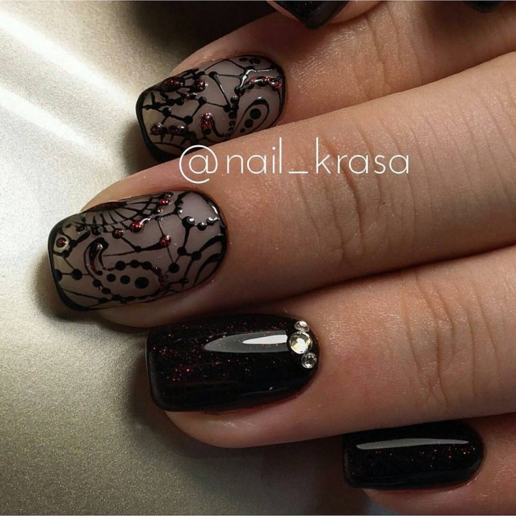 Черно коричневый маникюр