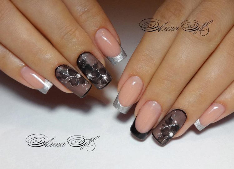 Маникюр с вуалью на квадратные ногти