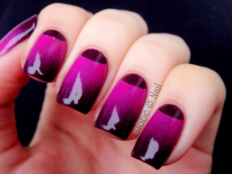 Маникюр омбре сиреневый