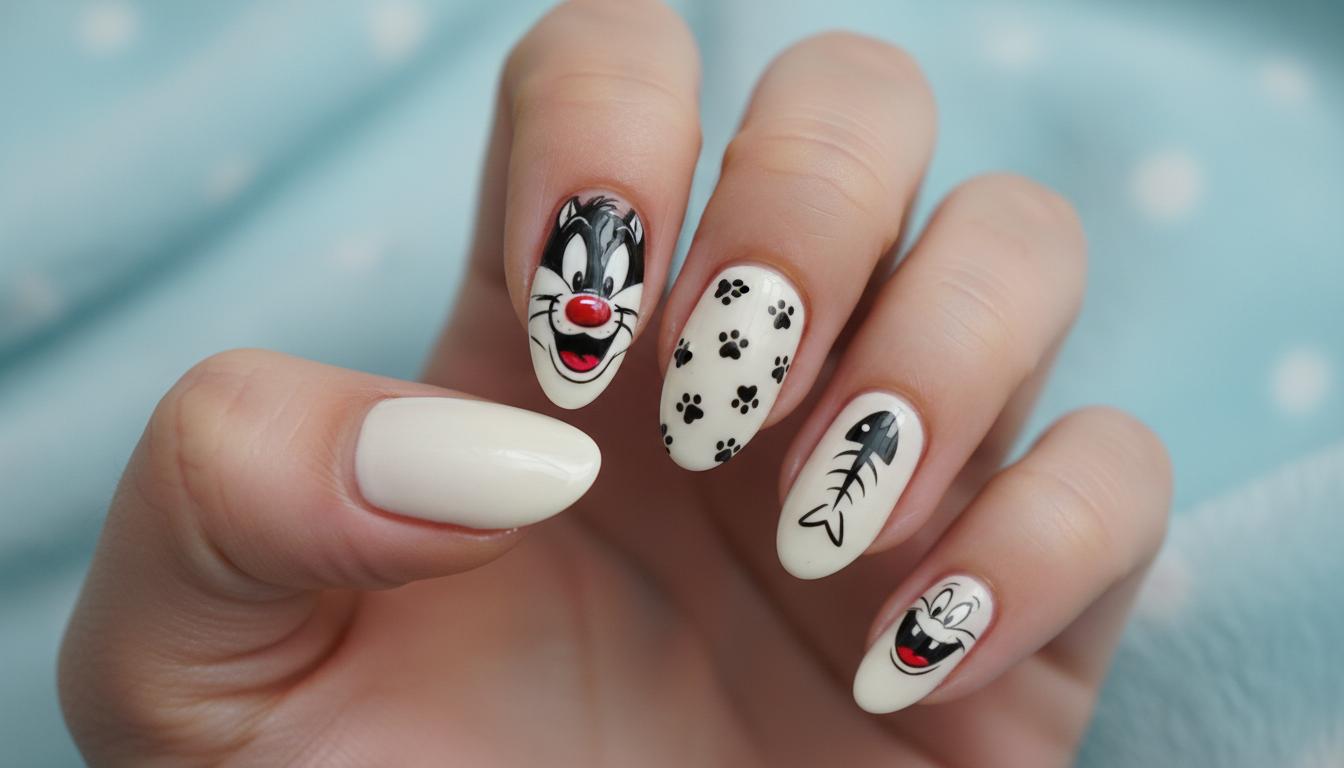 Маникюр с кошками