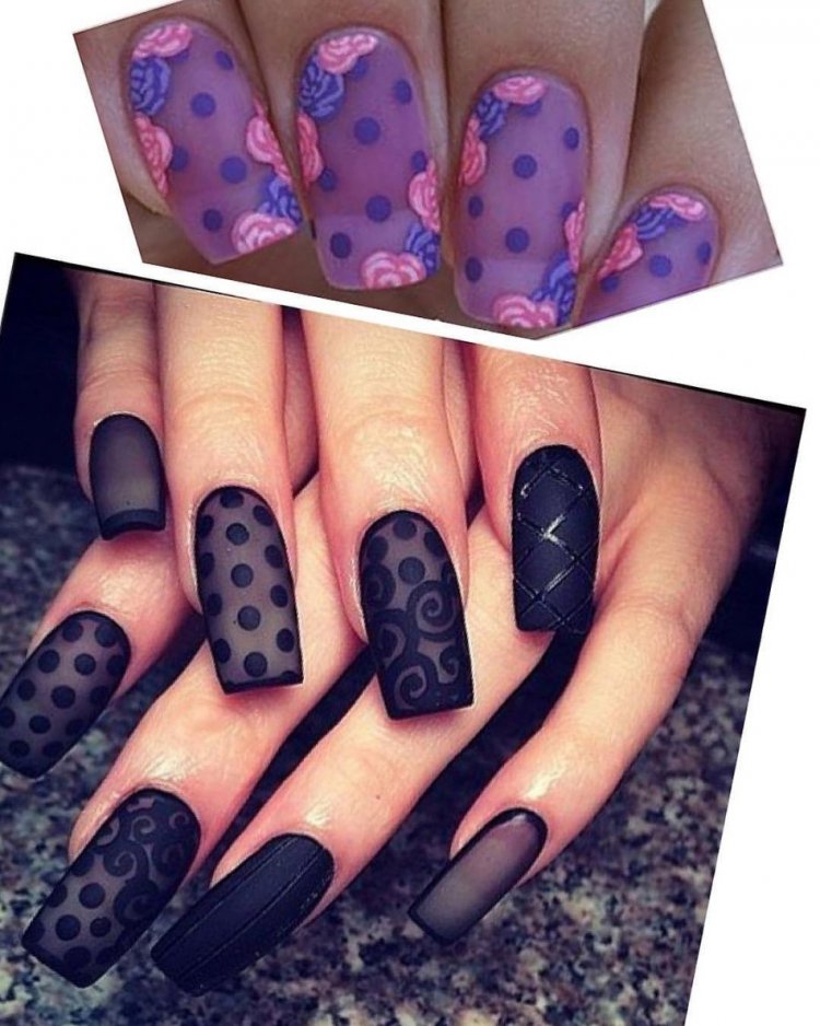 Маникюр черная вуаль