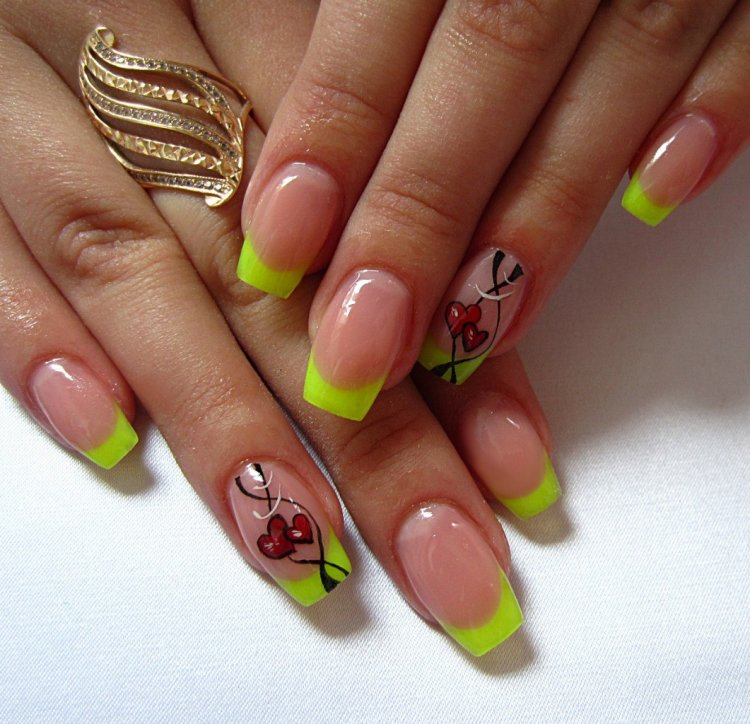 Летний френч на квадратные ногти