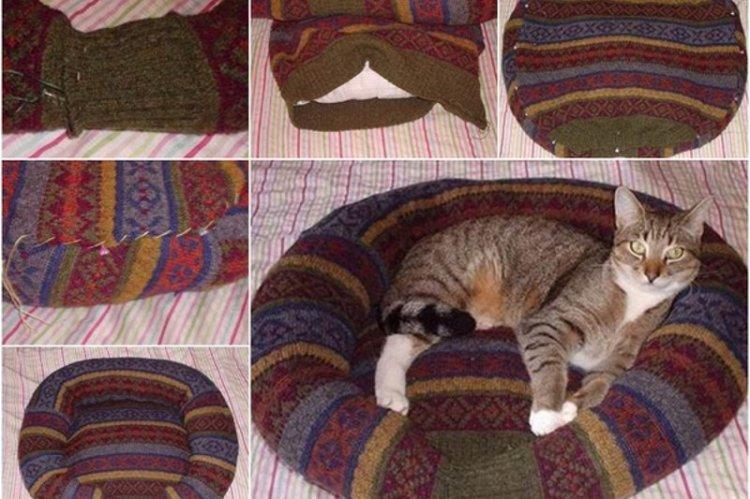 Лежанка для кішки своїми руками – 11 ідей як зробити, інструкція та майстер-класи (фото)