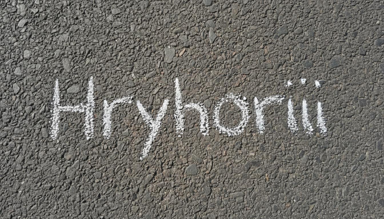 надпись мелом на асфальте Hryhorii, больше никакого теста, кроне имени Григорій