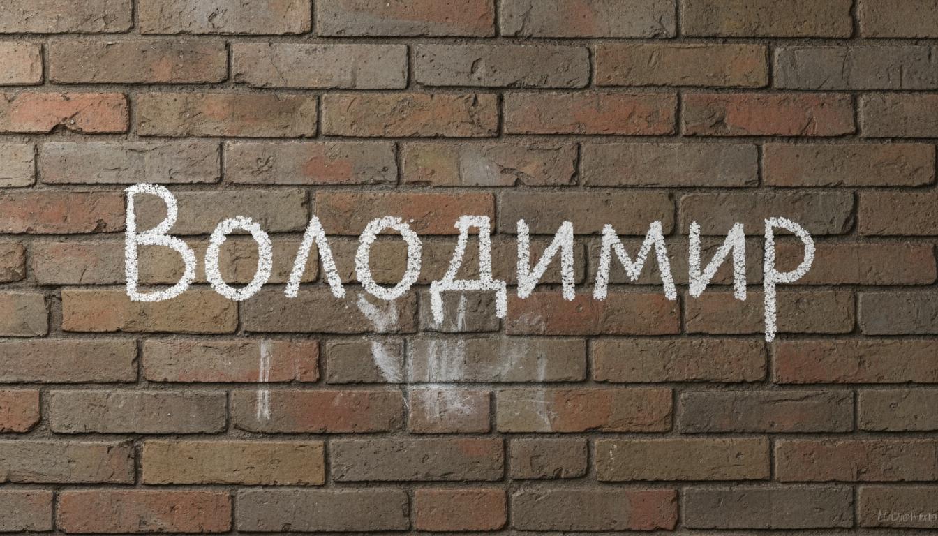 надпись мелом на стене Володимир, больше никакого теста, кроме имени Володимир