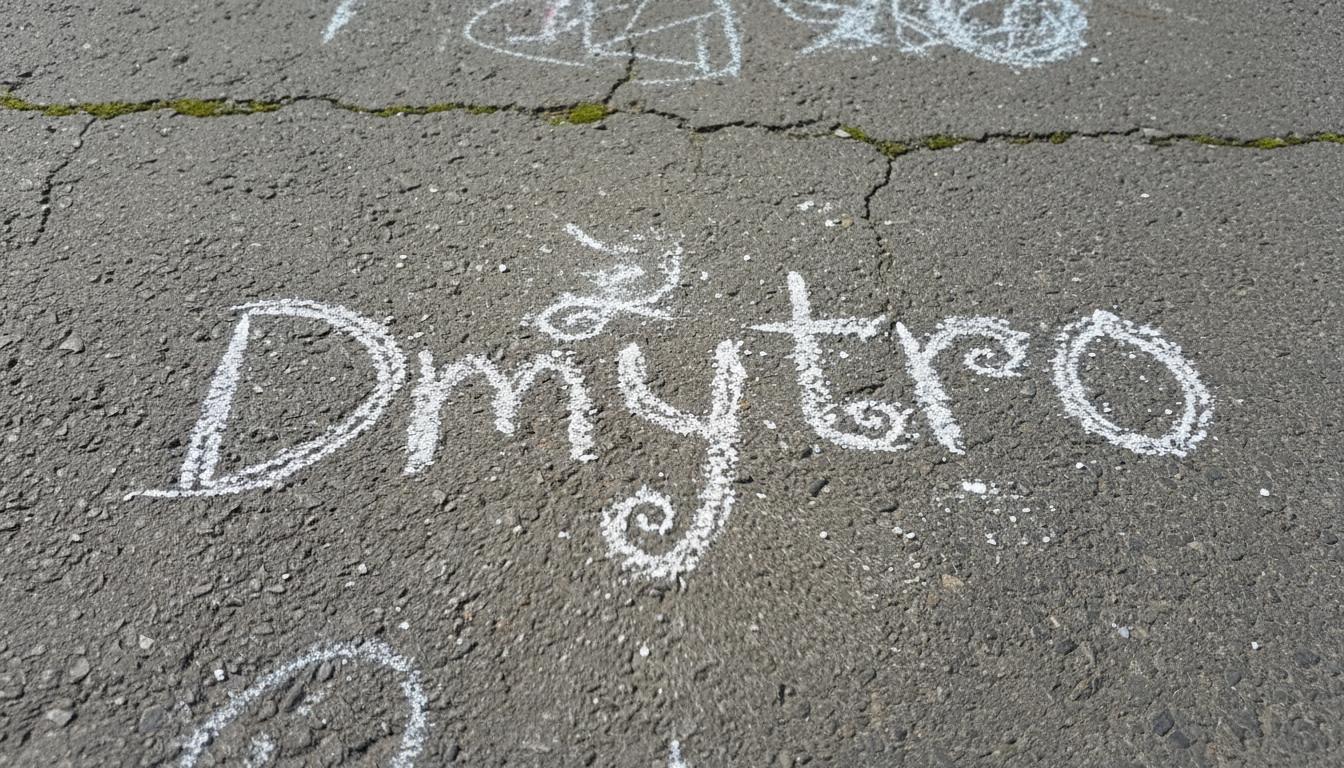 надпись мелом на асфальте Dmytro, больше никакого теста, кроне имени Чоловічі імена на літеру "Д": повний список, значення й походження