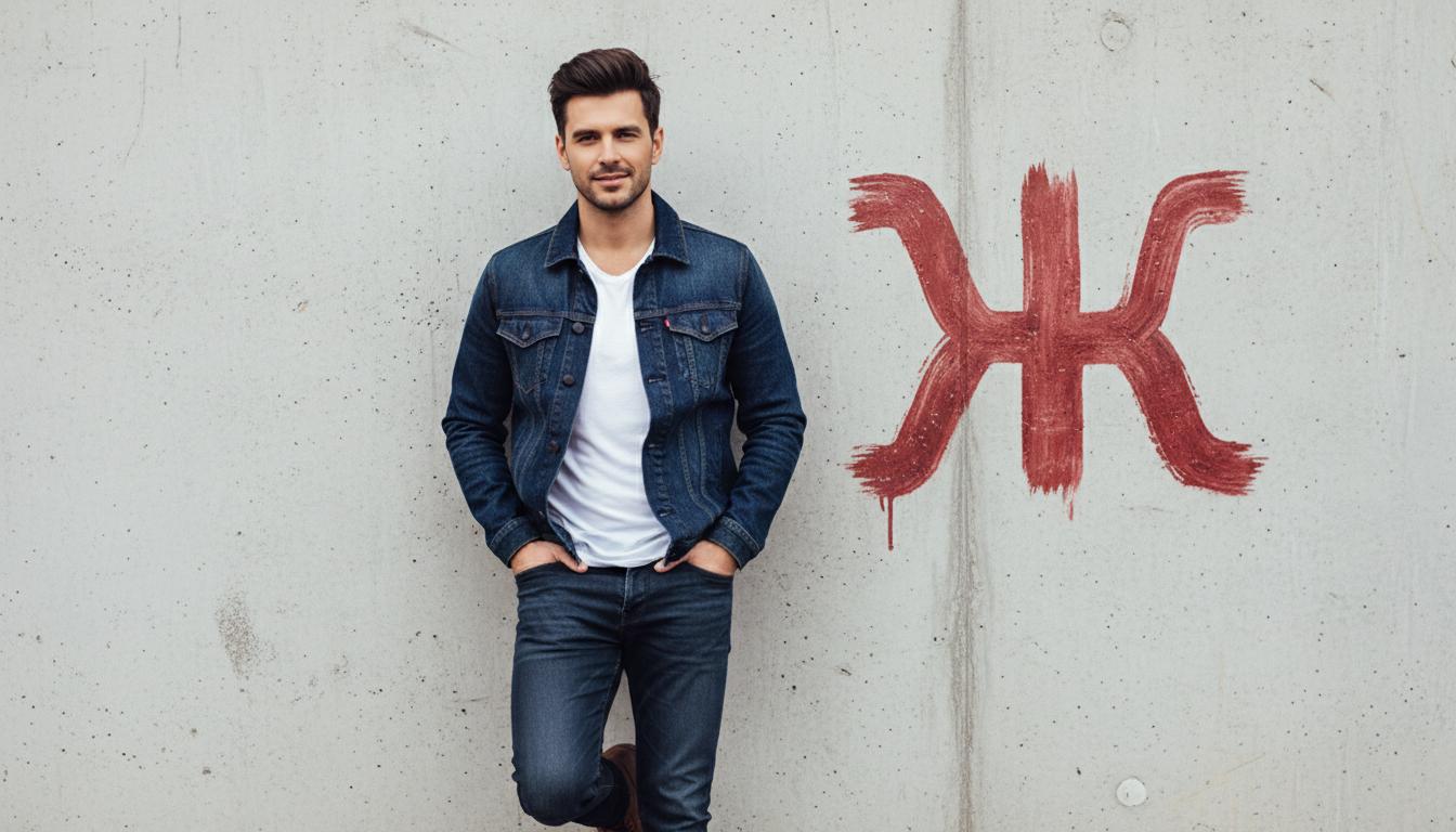 A handsome man is standing against a plain wall, with the letter Чоловічі імена на букву Ж