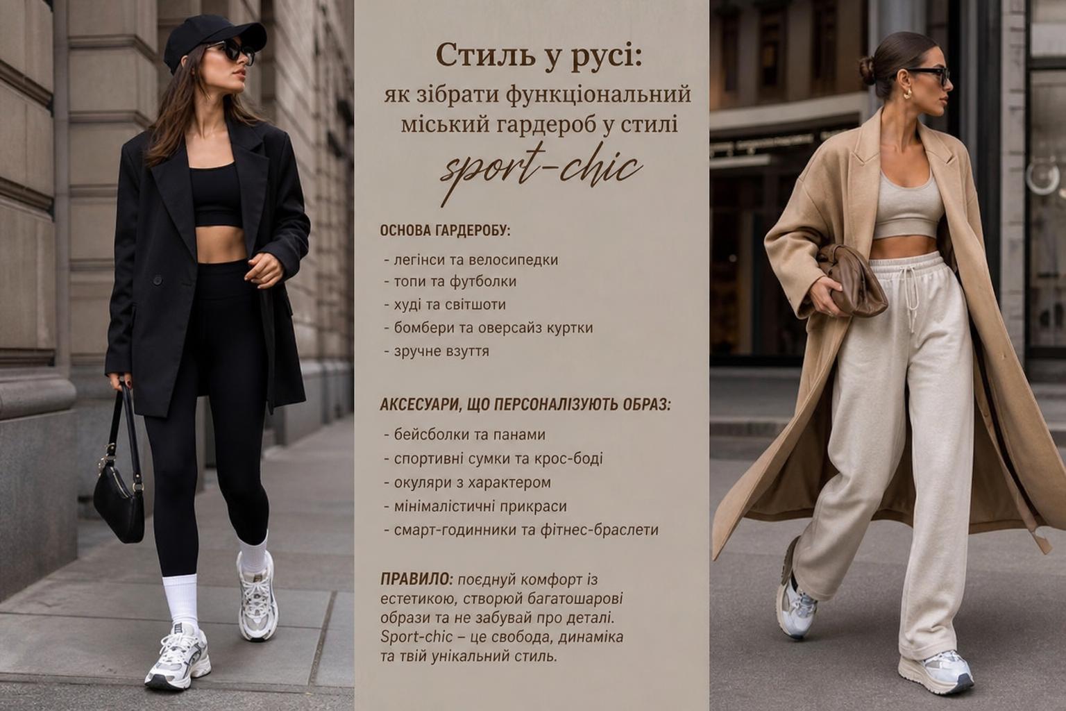 Стиль у русі: як зібрати функціональний міський гардероб у стилі sport-chic. Аксесуари, що персоналізують образ Стиль у русі: як зібрати функціональний міський гардероб у стилі sport-chic. Аксесуари, що персоналізують образ