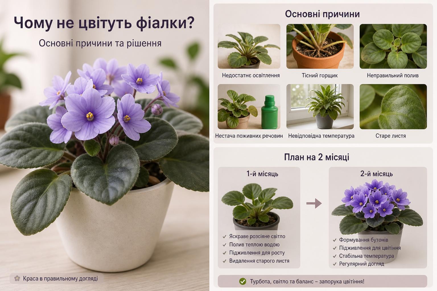 Чому не цвітуть фіалки, що робити, основні причини. Як змусити фіалку цвісти: план на два місяці Чому не цвітуть фіалки, що робити, основні причини. Як змусити фіалку цвісти: план на два місяці