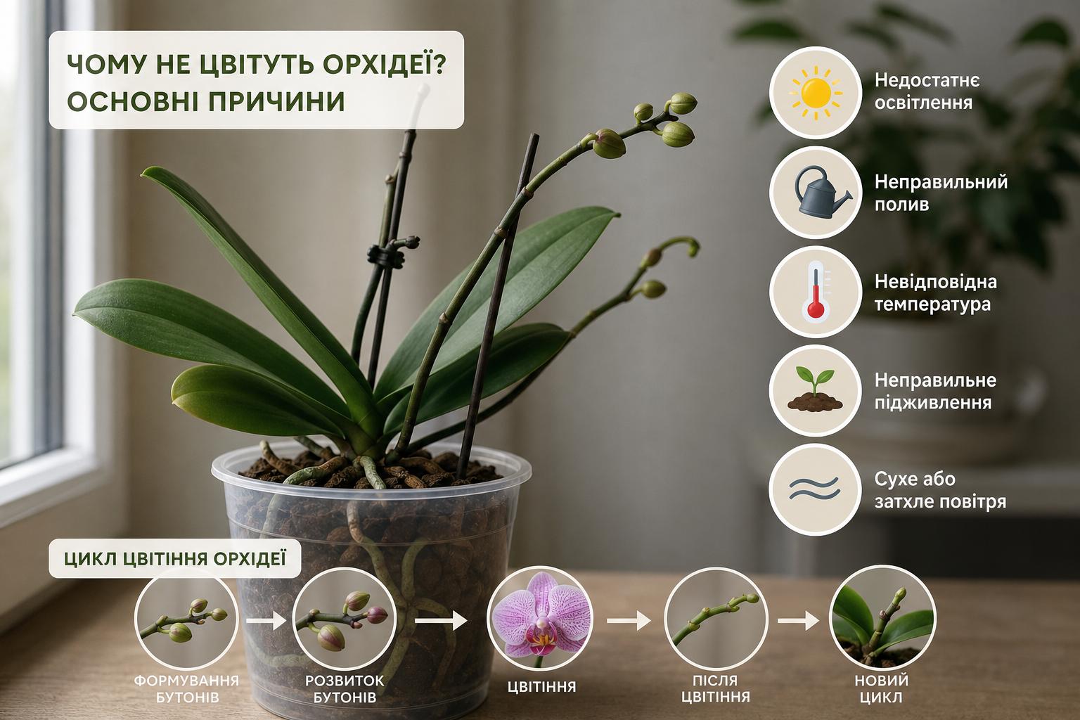 Чому не цвітуть орхідеї, що робити, основні причини. Як працює цикл цвітіння і що очікувати Чому не цвітуть орхідеї, що робити, основні причини. Як працює цикл цвітіння і що очікувати