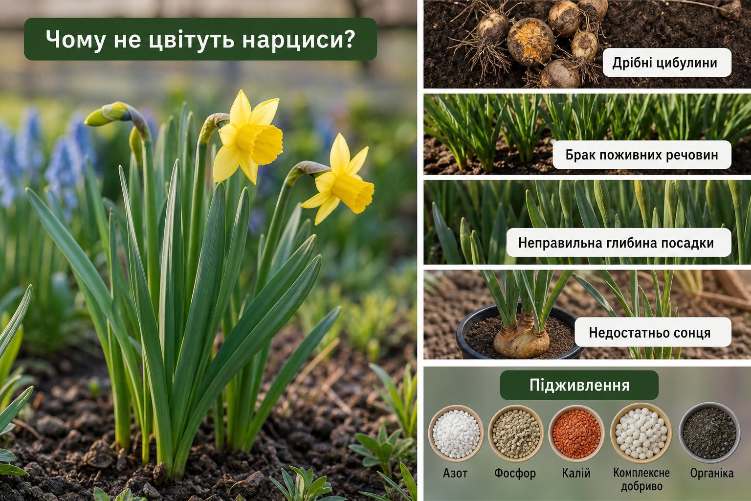 Чому не цвітуть нарциси, що робити, основні причини. Список основних добрив і речовин для підживлення Чому не цвітуть нарциси, що робити, основні причини. Список основних добрив і речовин для підживлення